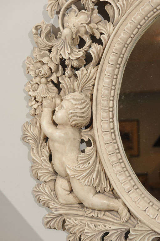 Elaborately carved mirror For Sale 6
