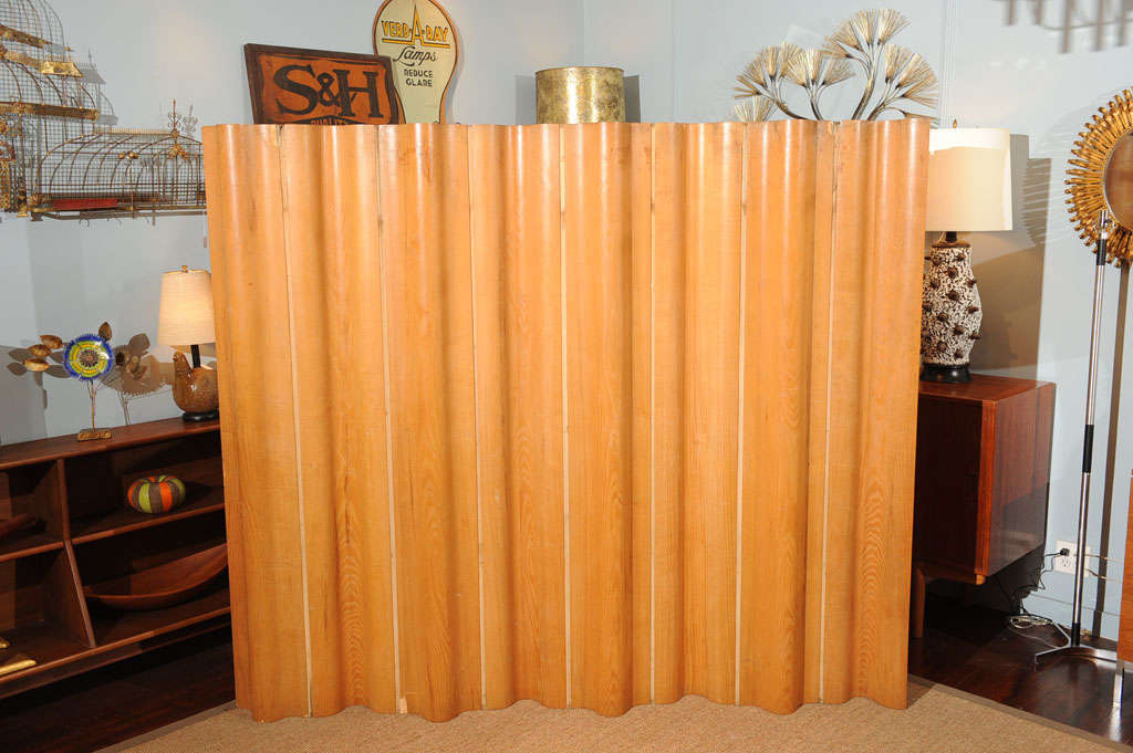Charles Eames design for Herman Miller 8 panel ash folding floor screen, original condition with age appropriate wear.