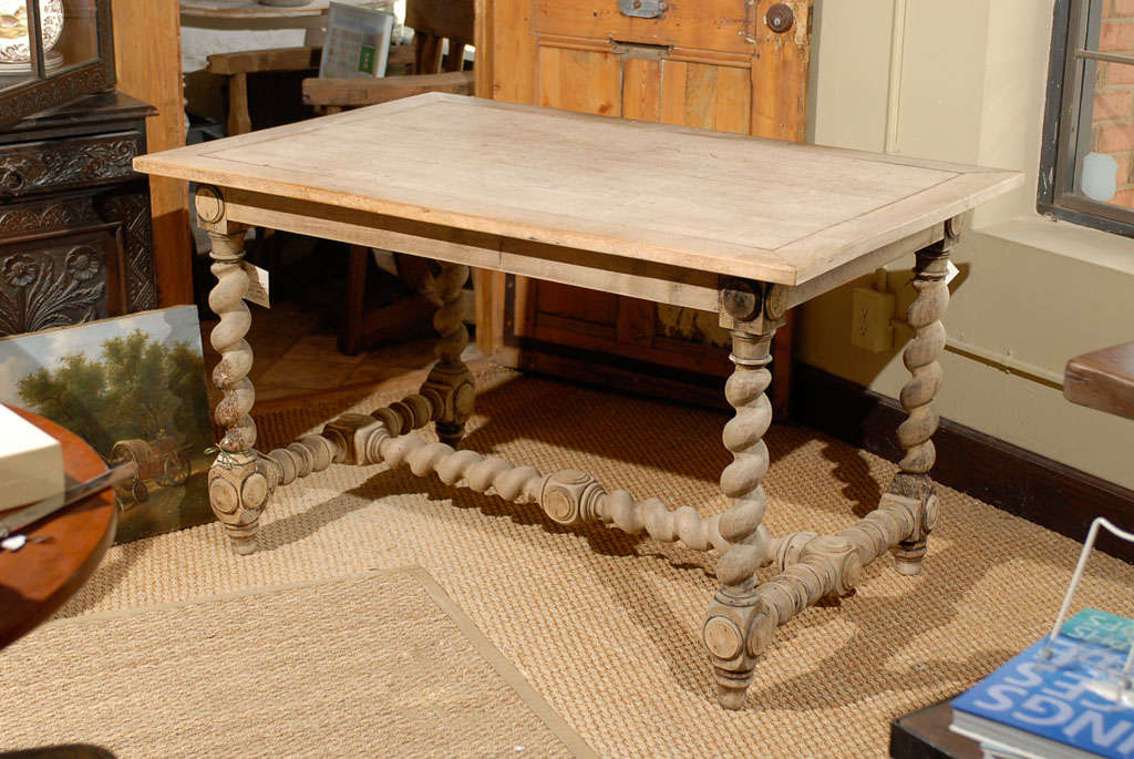 19th Century walnut barley twits table.