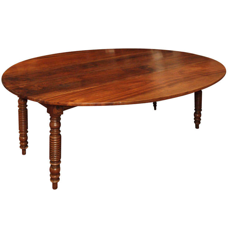 Large 19c. Spool Leg Dining Table