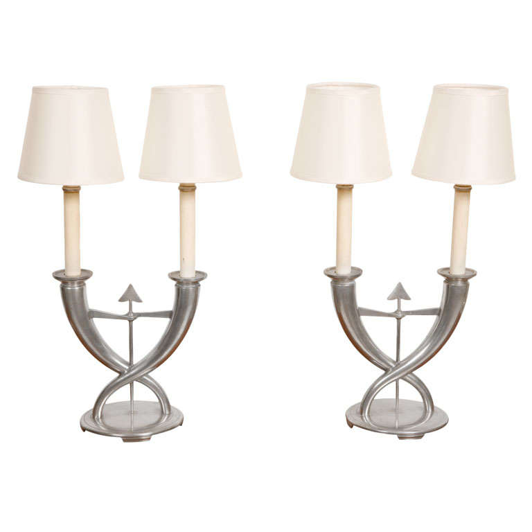 Important Pair of Lamps by Gio Ponti for Christofle. For Sale