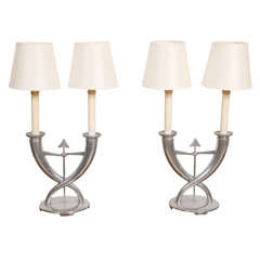 Important Pair of Lamps by Gio Ponti for Christofle.