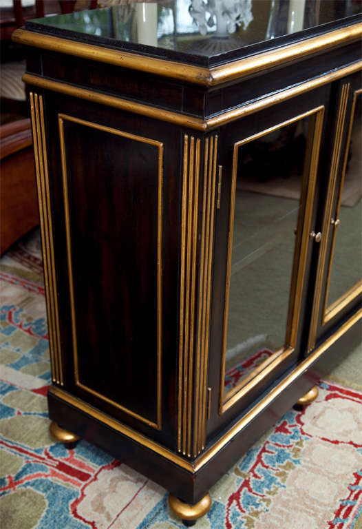 20th Century Low Black Lacquer And Gilt Display Cabinet For Sale