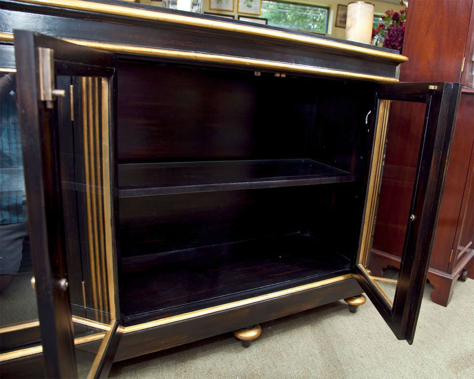 Low Black Lacquer And Gilt Display Cabinet For Sale 2