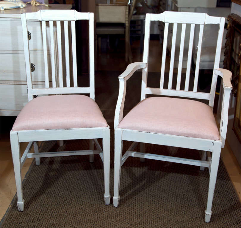 Set of 6 Swedish Painted  Dining  Chairs