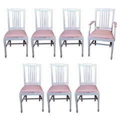 Antique Set of 6 Swedish Painted  Dining  Chairs