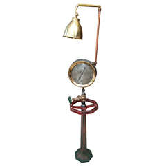 Floor Lamp  Made From  Antique  Steam  Gauge