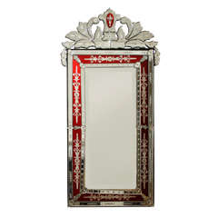 Venetian Mirror with Deep Red Detail