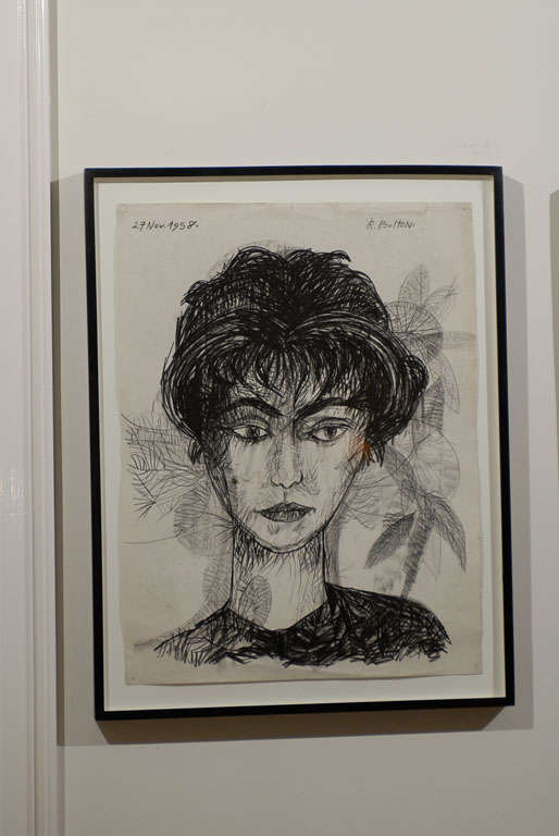 Collection of unusual and stunning female portraits from 1959-1962 by Chicago artist Robert Bolton. Charcoal and pencil. In modern style. Individually priced at $2,200 or the set for $10,000.