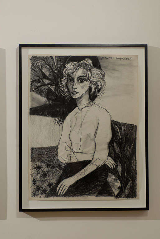 Charcoal Collection of Stunning Female Portraits by Robert Bolton For Sale