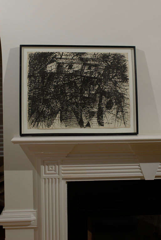 American 1961 Charcoal Drawing by Robert Bolton For Sale
