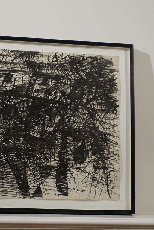 Mid-20th Century 1961 Charcoal Drawing by Robert Bolton For Sale