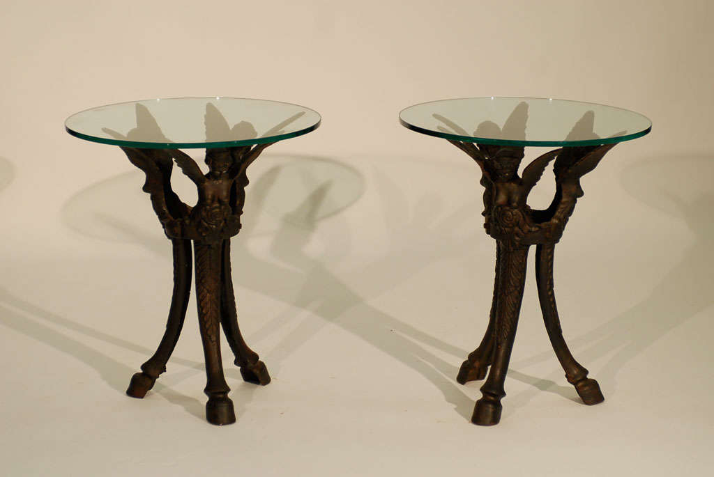 Pair of Angel End Tables with Glass Top