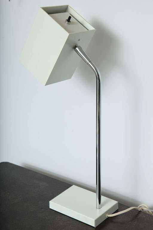 Late 20th Century Cube White Desk Lamp by Robert Sonneman