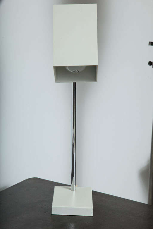 Chrome Cube White Desk Lamp by Robert Sonneman