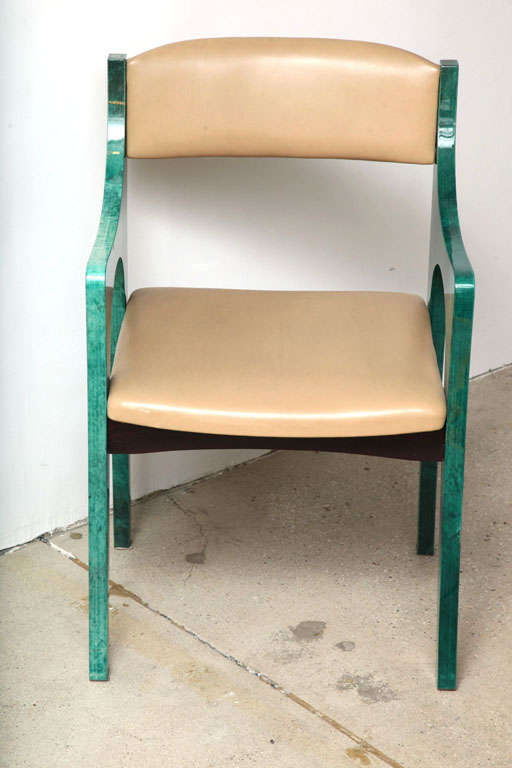 Leather Pair of 1960s Exceptional Bridge Chairs by Aldo Tura