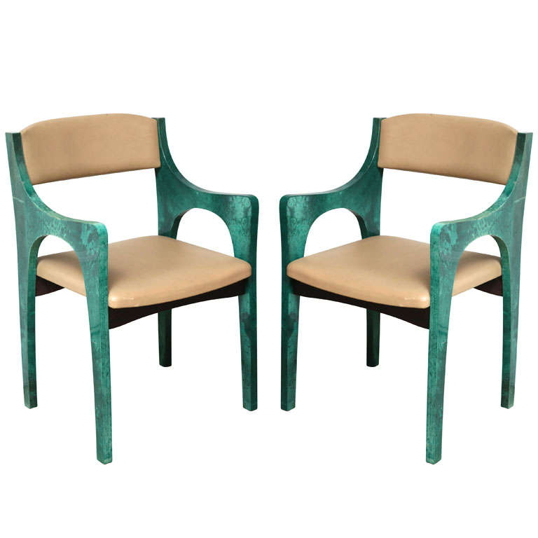 Pair of 1960s Exceptional Bridge Chairs by Aldo Tura