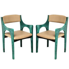 Pair of 1960s Exceptional Bridge Chairs by Aldo Tura