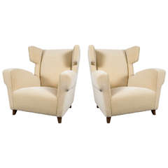 Beautiful Pair of Wingback Lounge Chairs