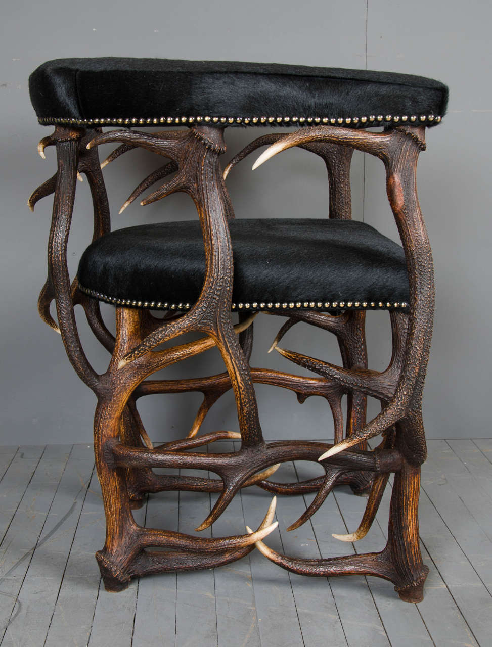 Contemporary Pair of Original Design Antler Horn Armchairs