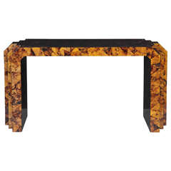 Maitland-Smith Coconut Veneer Console Table with Step-Back Sides