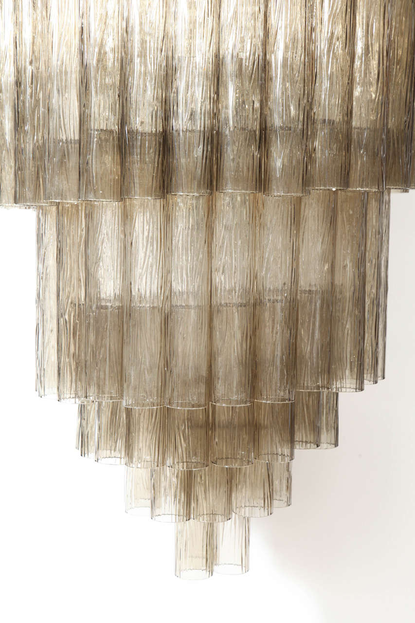 Suspended Smoke Murano Glass Chandelier in the Style of Venini In Excellent Condition In New York, NY