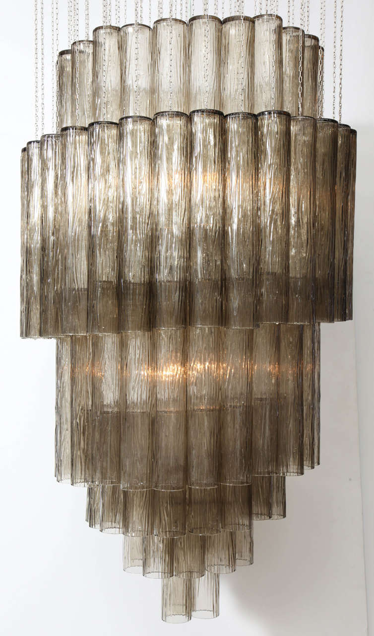 Suspended Smoke Murano Glass Chandelier in the Style of Venini 1