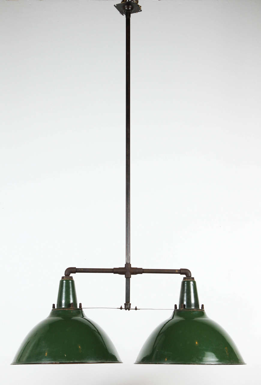 Enamel Industrial light fixture. Rod can be cut to order.