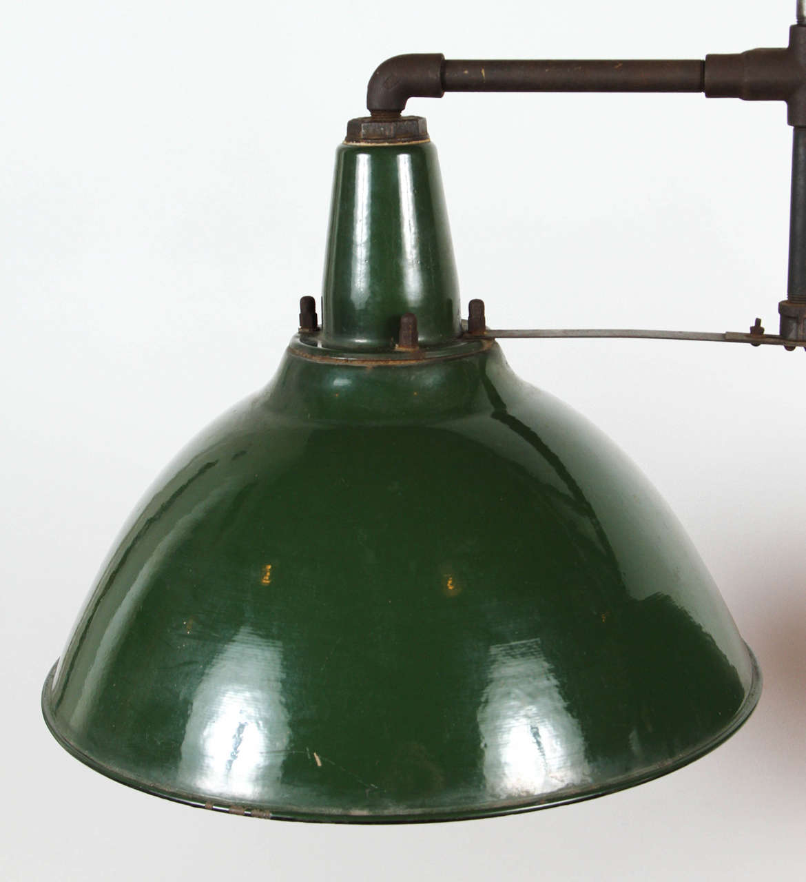 Double Enameled Industrial Light Fixture For Sale 1