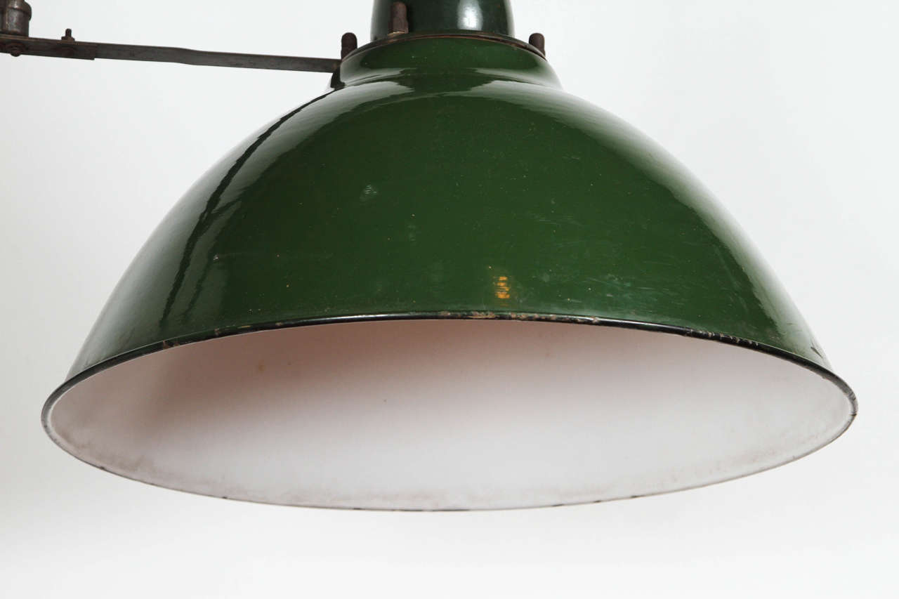 Double Enameled Industrial Light Fixture For Sale 3