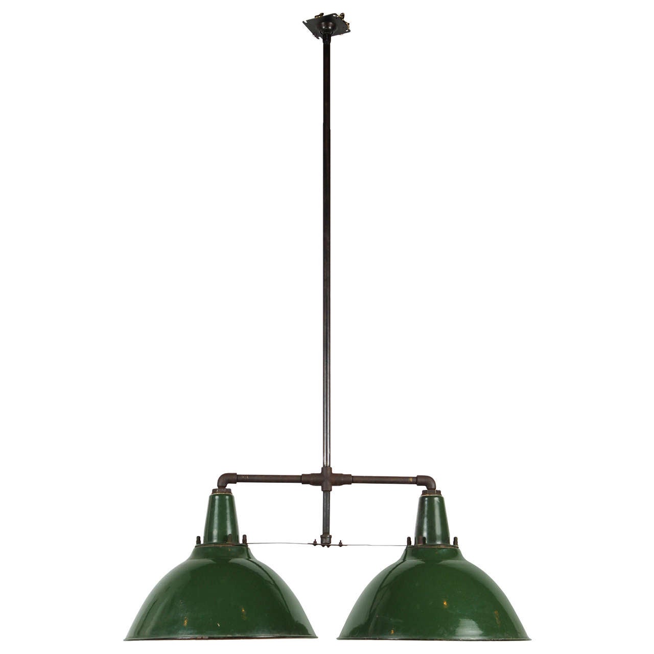Double Enameled Industrial Light Fixture For Sale