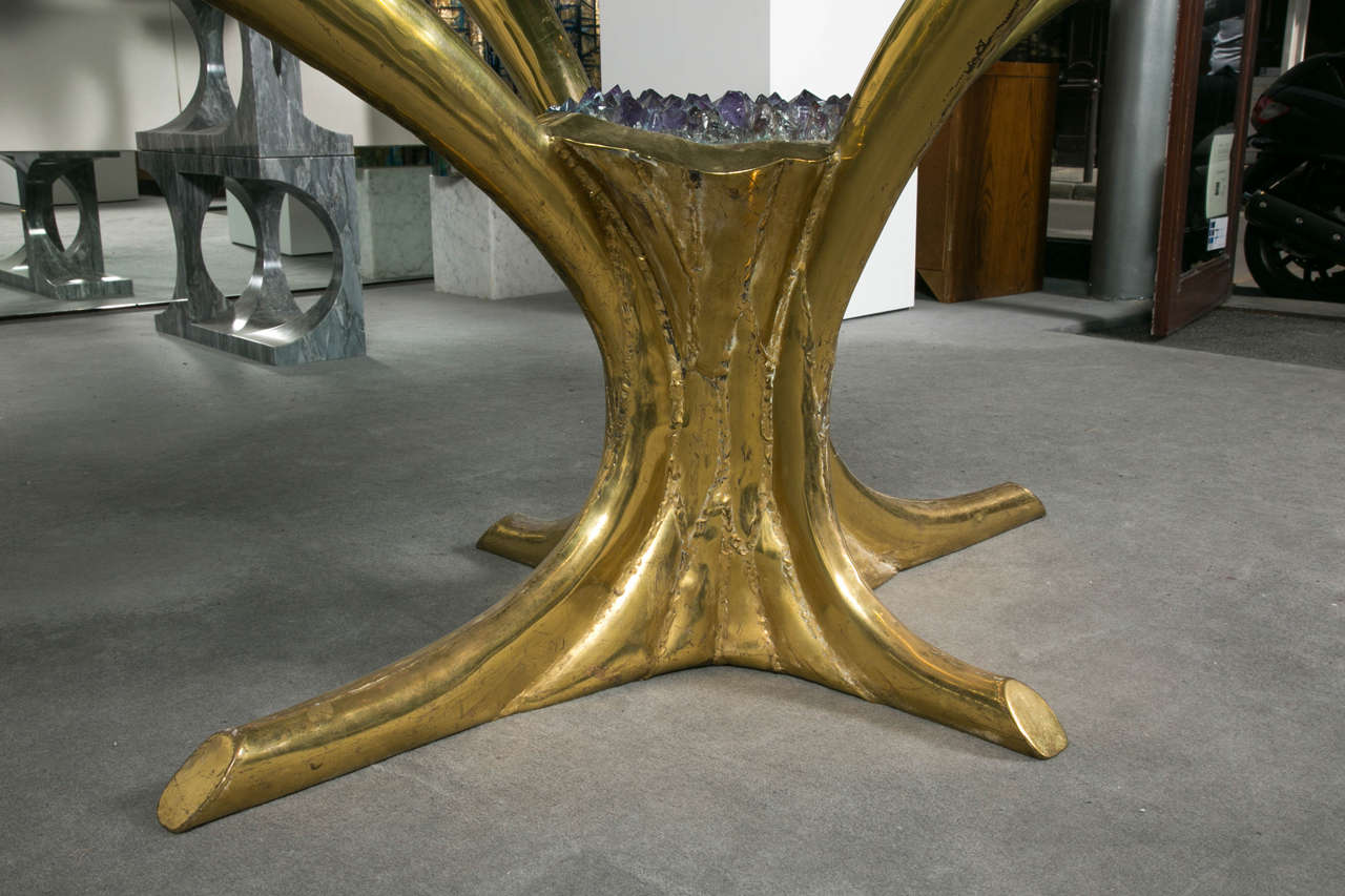 Amethyst Impressive Table Attributed to Jacques Duval-Brasseur For Sale