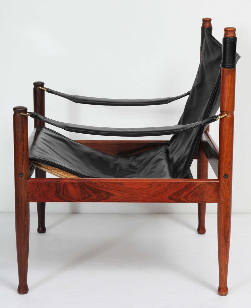 Danish Rosewood and Black Leather Armchair by Erik Worts 2