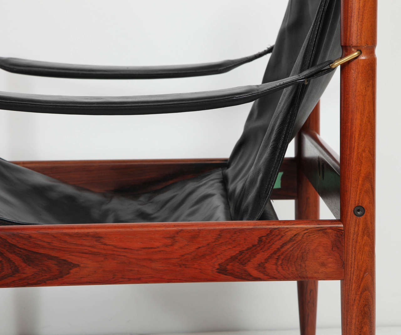 Danish Rosewood and Black Leather Armchair by Erik Worts 3
