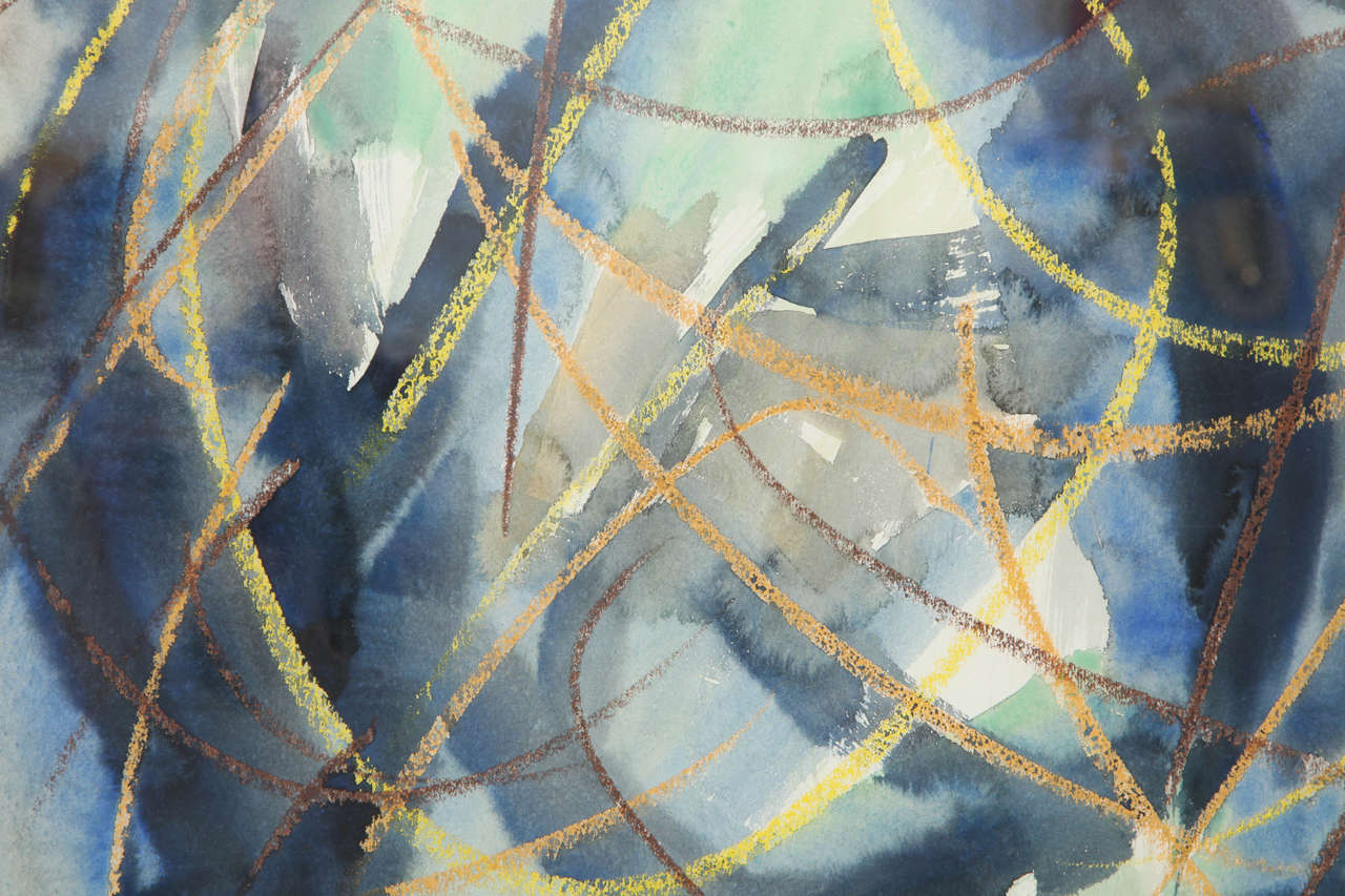Jacob Semiatin-Aquarell in Larson Juhl Blattsilberrahmen im Zustand „Gut“ im Angebot in New York, NY