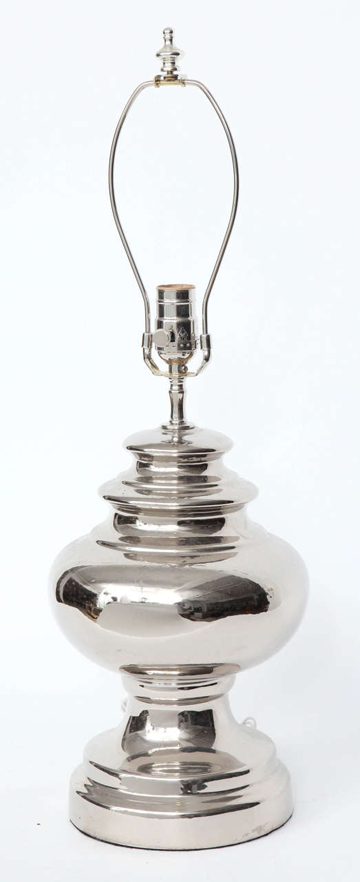 Italian Bitossi Platinum Glazed Ceramic Lamps