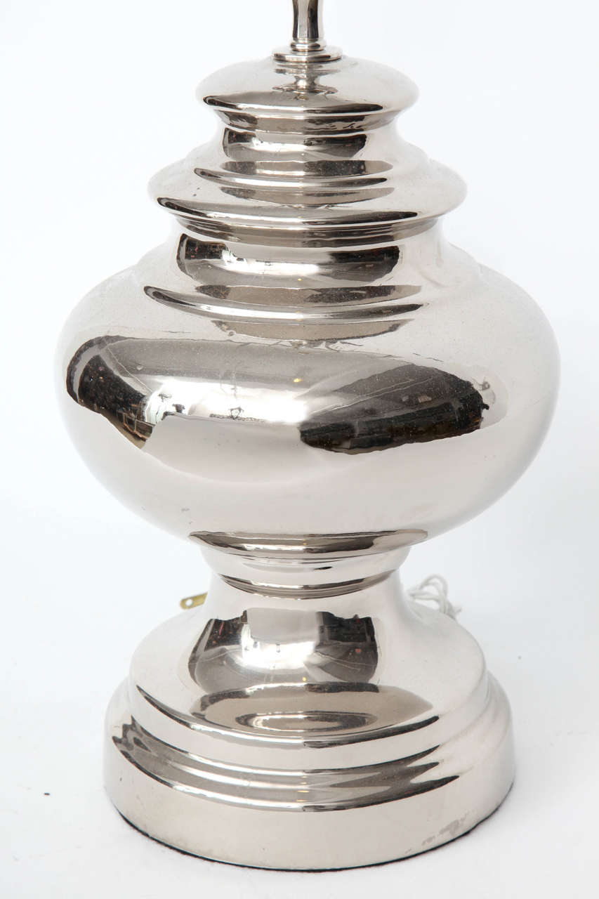 Bitossi Platinum Glazed Ceramic Lamps In Excellent Condition In New York, NY