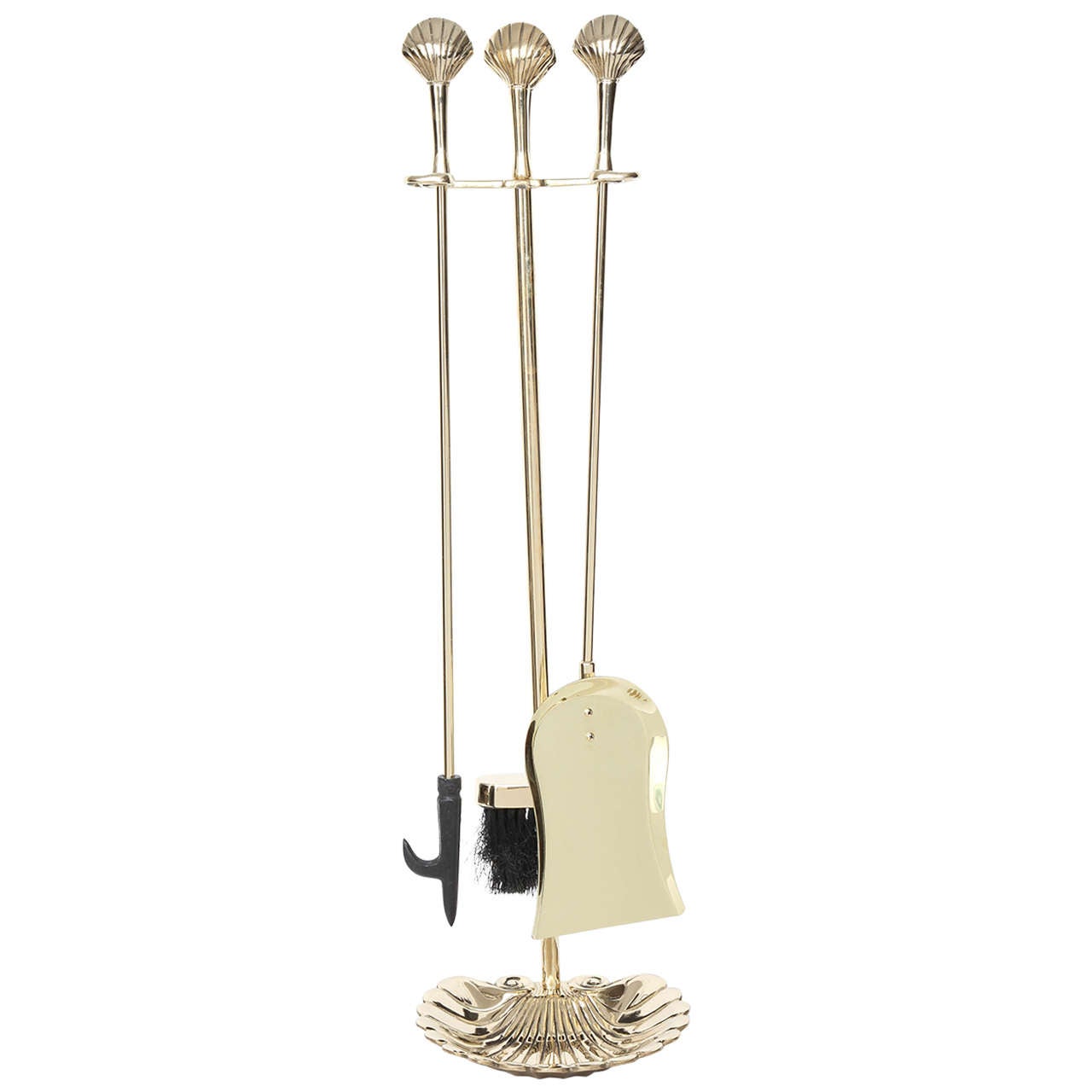 Polished Brass Fireplace Tool Set at 1stDibs