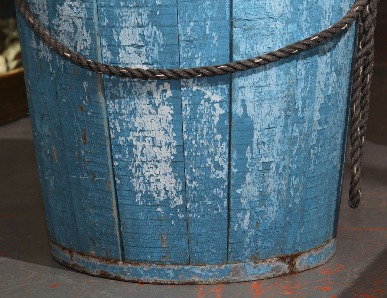 Oversize Wooden Container in Blue In Distressed Condition In Seattle, WA