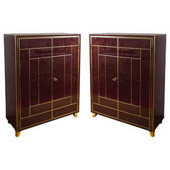Pair of 1950s Italian Red Glass Cabinets Pair of 1950s Italian Red Glass Cabinets