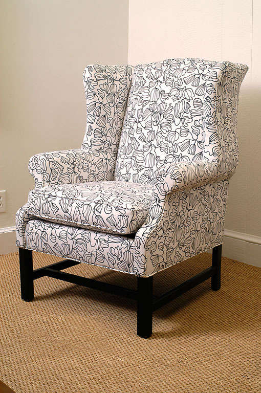 Black and White Wing Chair