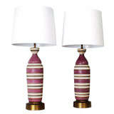 Pair of Purple Italian Pottery Lamps