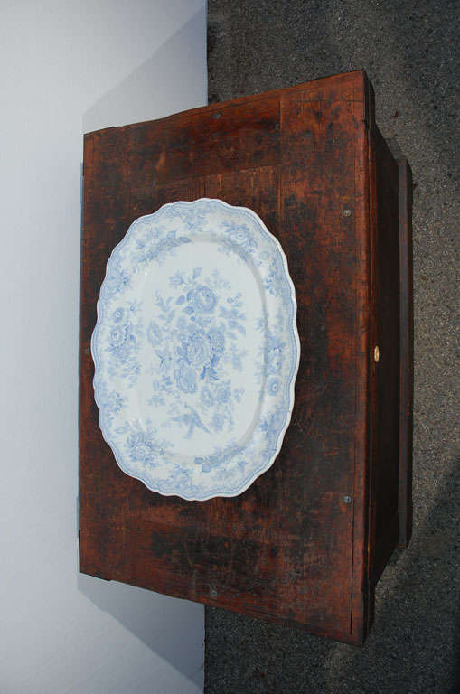 Pottery 19th Century Blue & White  Asiatic Pheasant Platter
