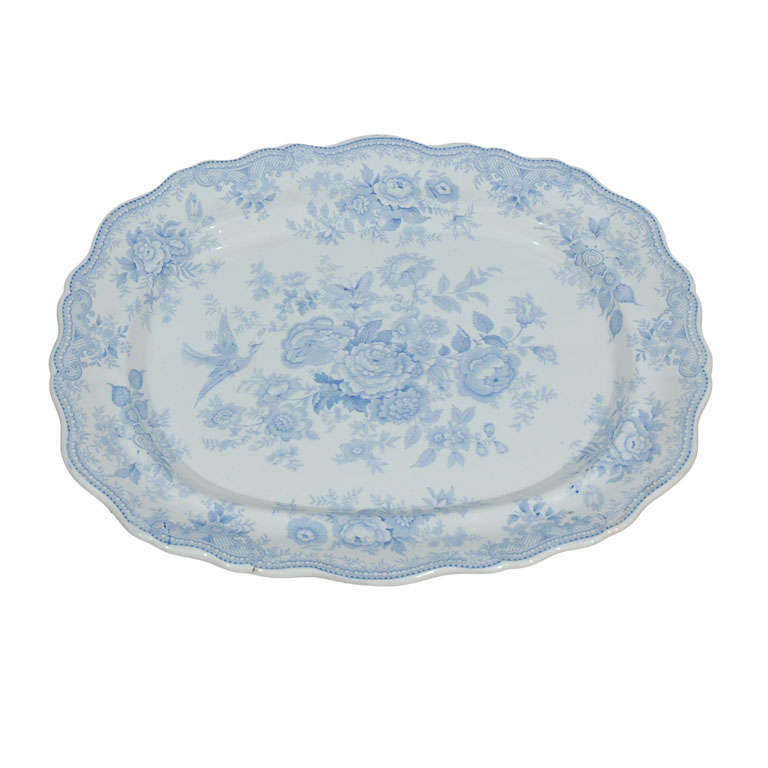 19th Century Blue & White  Asiatic Pheasant Platter
