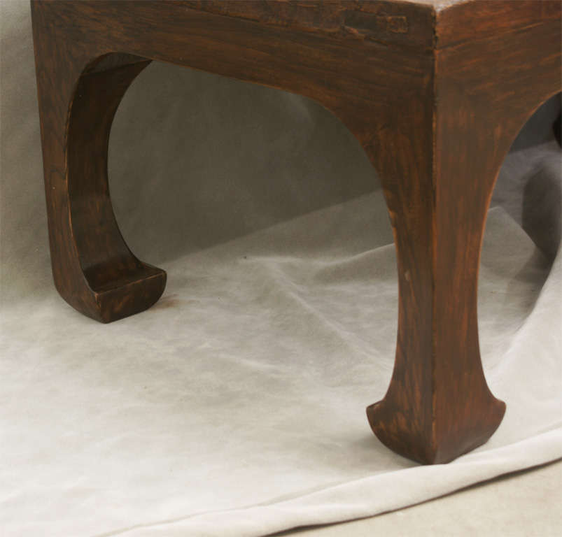 Late 19thC. Q'ing Dynasty Jiangsu Caned Top Tea Table with Chow Legs  In Excellent Condition In East Hampton, NY