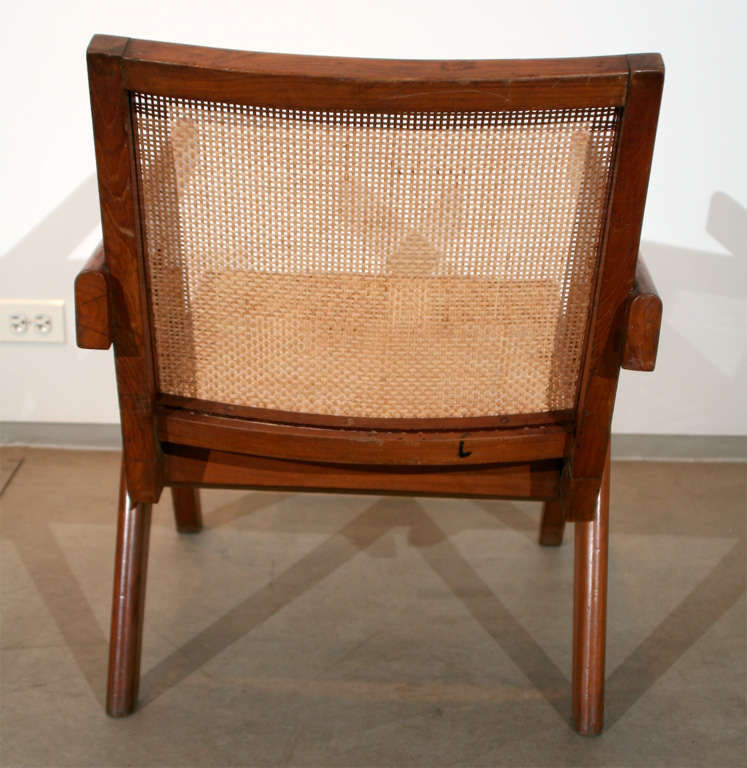 Cane Pair of Arm Chairs by Pierre Jeanneret