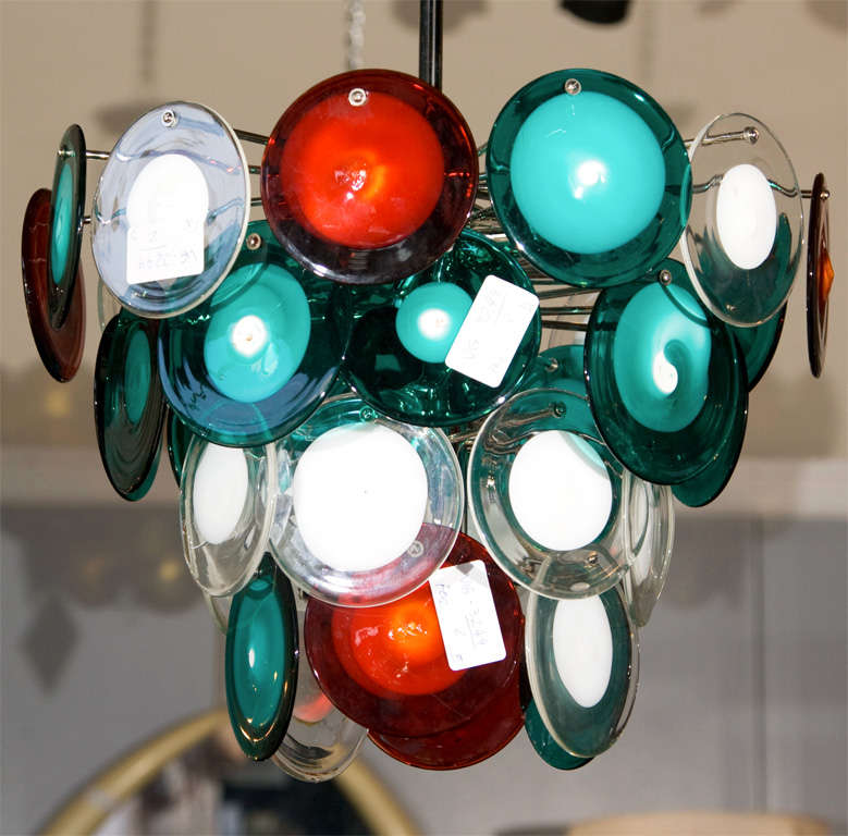 Murano Glass Art Deco Style Glass Disc Fixture For Sale 1