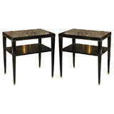 Pair of Ebonized End Tables Stamped Jansen