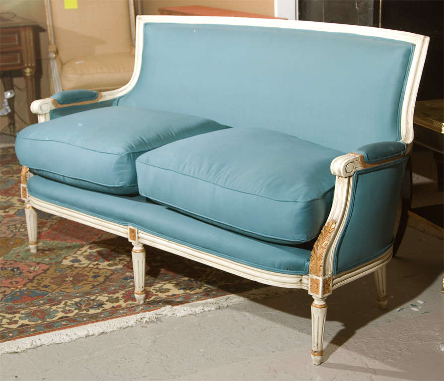 Argentine Pair of Blue Settees Stamped Jansen