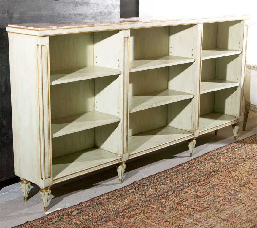 Green Painted Marble Top Bookcase Stamped Jansen